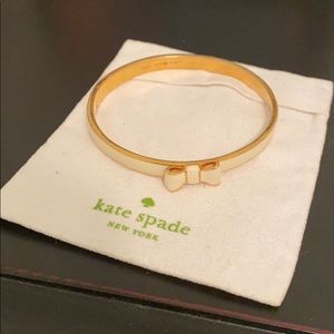 Kate Spade White and Gold Bow Bangle